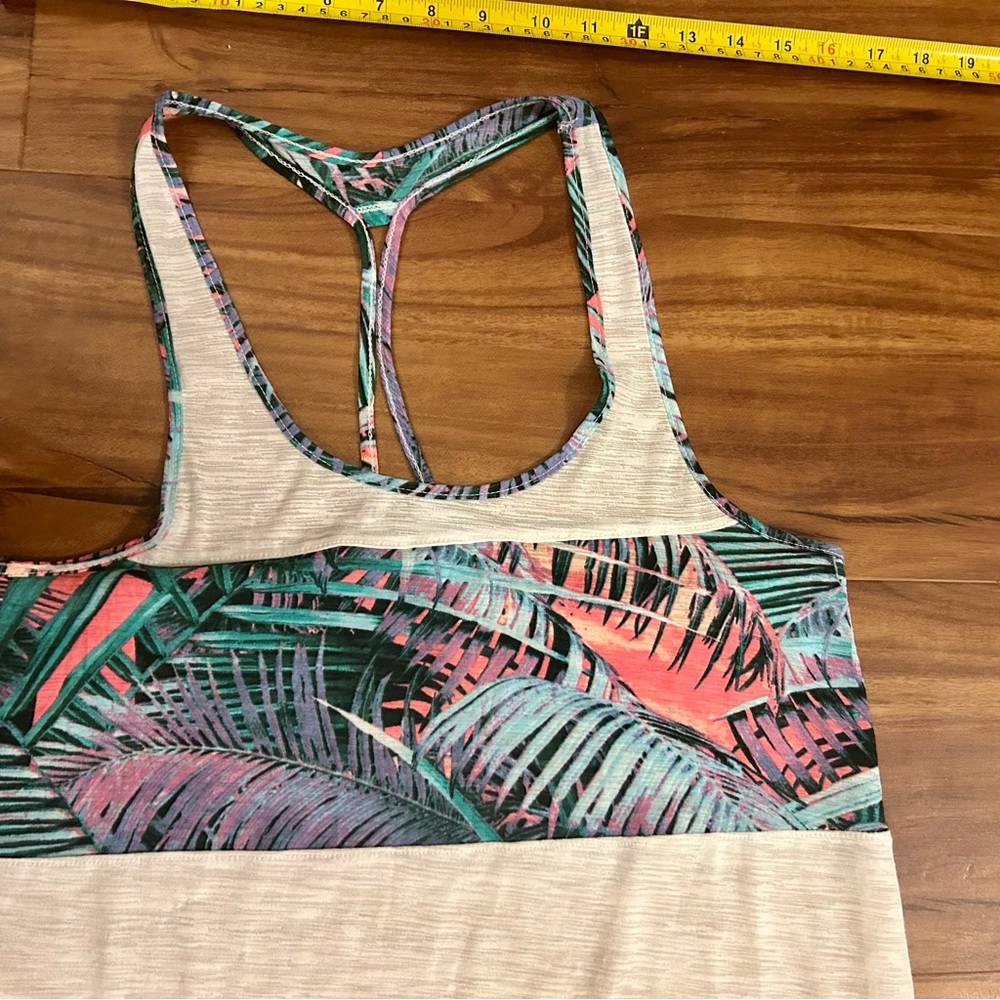 Tropical Print Racerback Tank Top - Picture 2 of 4